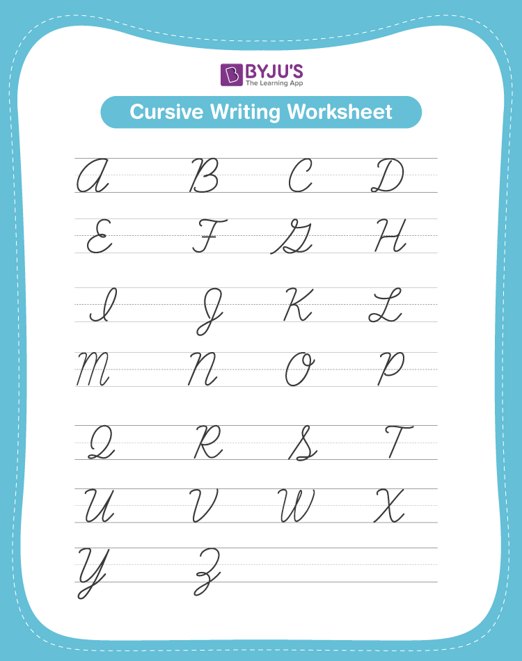 how to write the alphabet in cursive