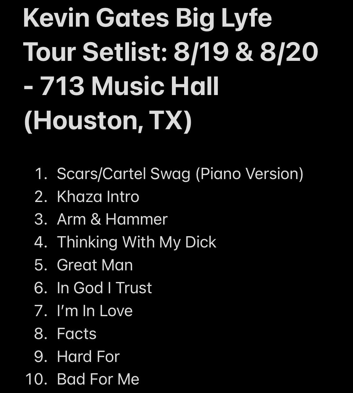 kevin gates concert song list 2023