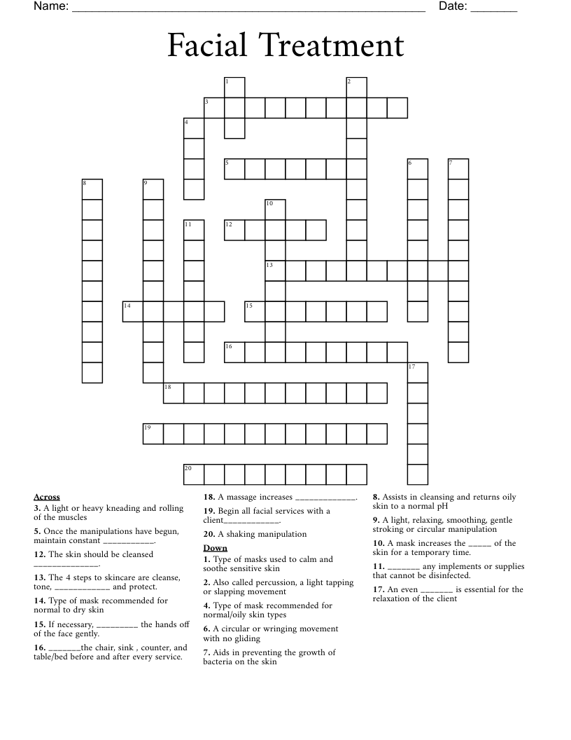 beauty treatment crossword clue