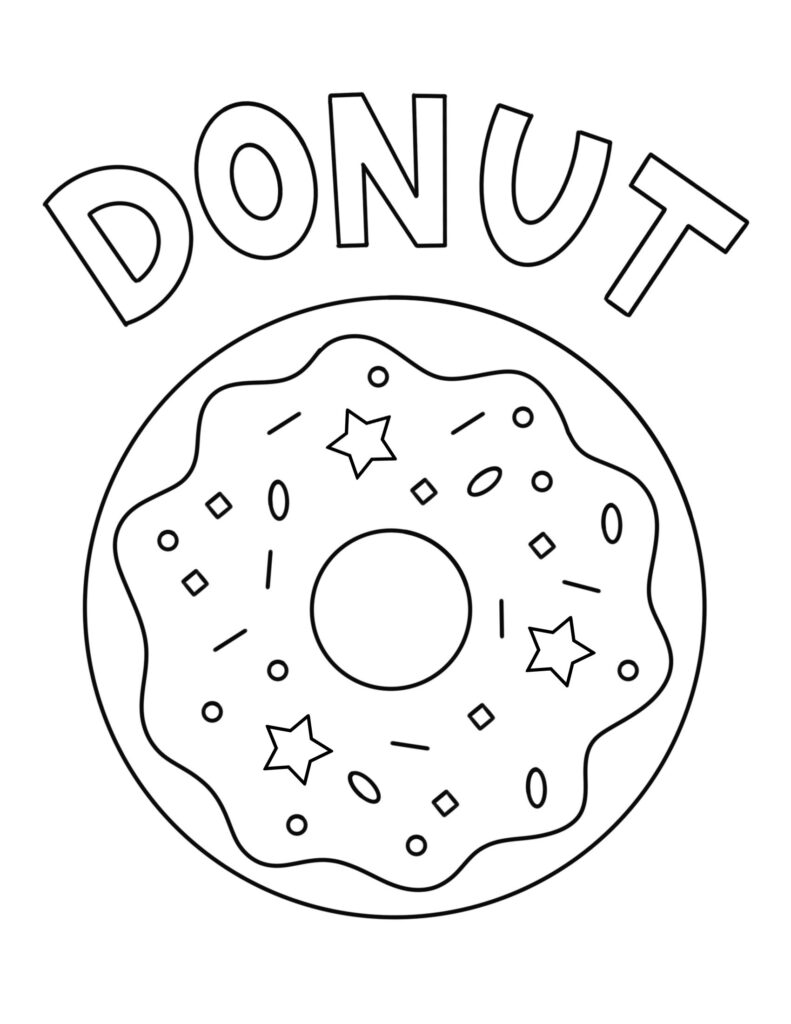 printable cute donut coloring page