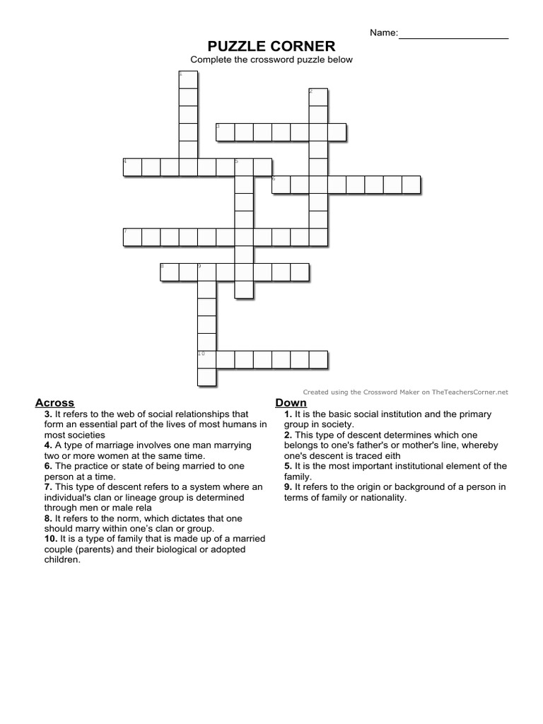 lineage crossword clue