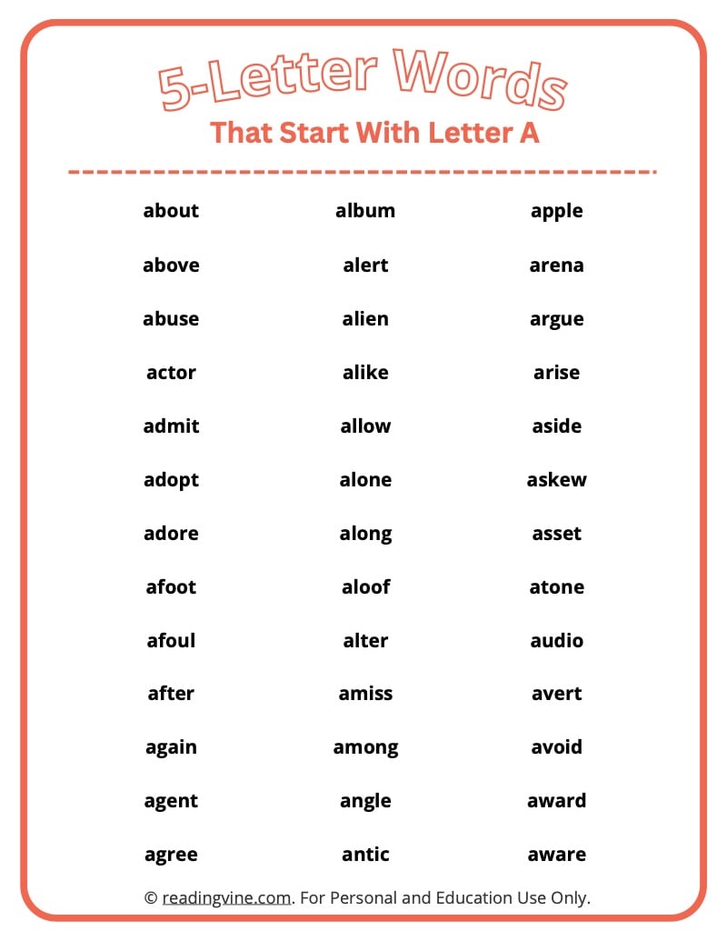 5 letter to words