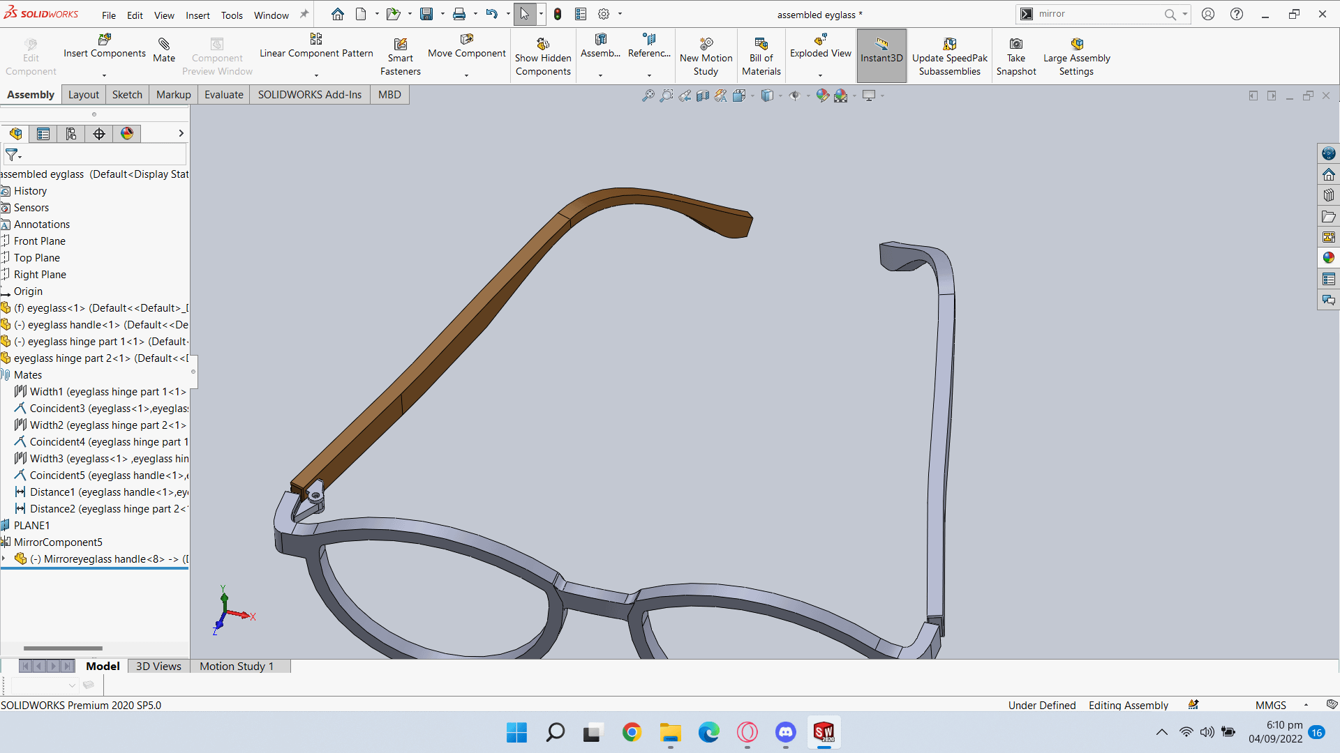 solidworks make mirrored part independent