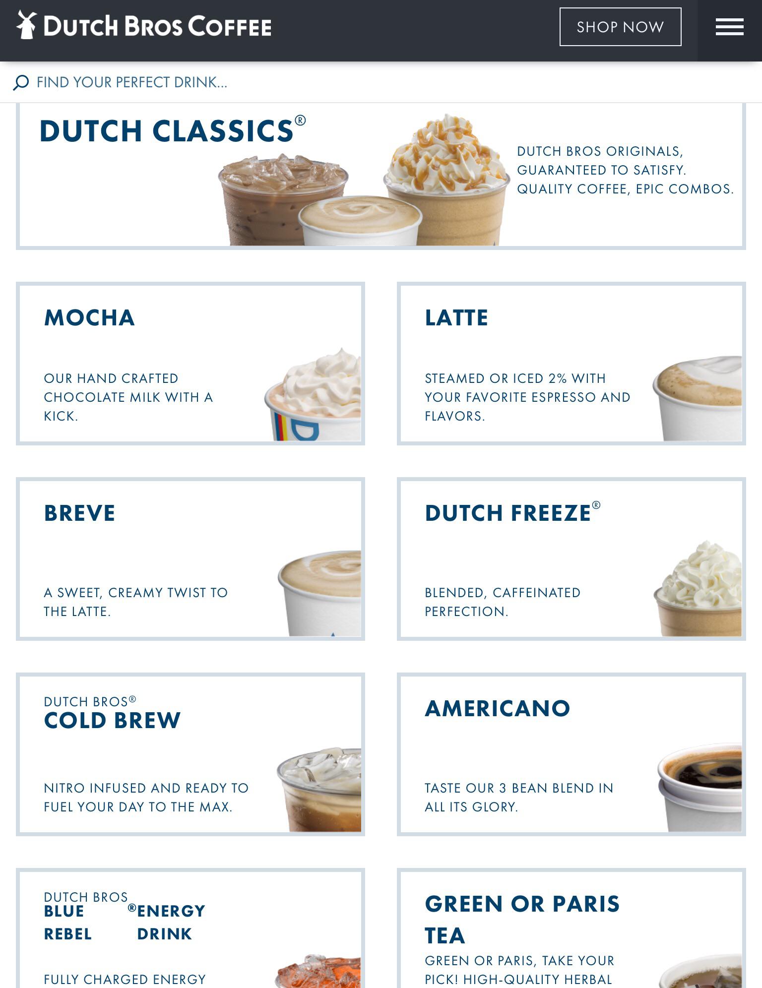 dutch bros menu