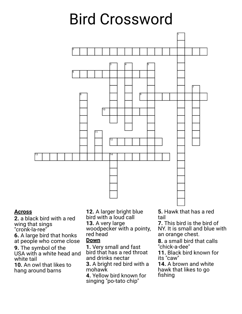 crossword clue bird