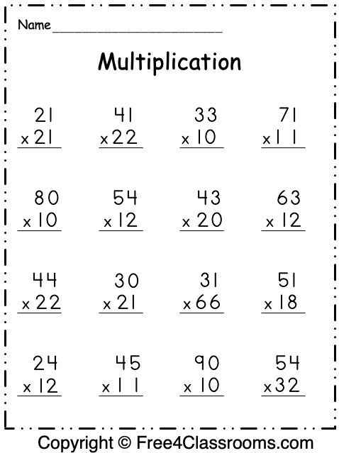 2 digit multiplication worksheets