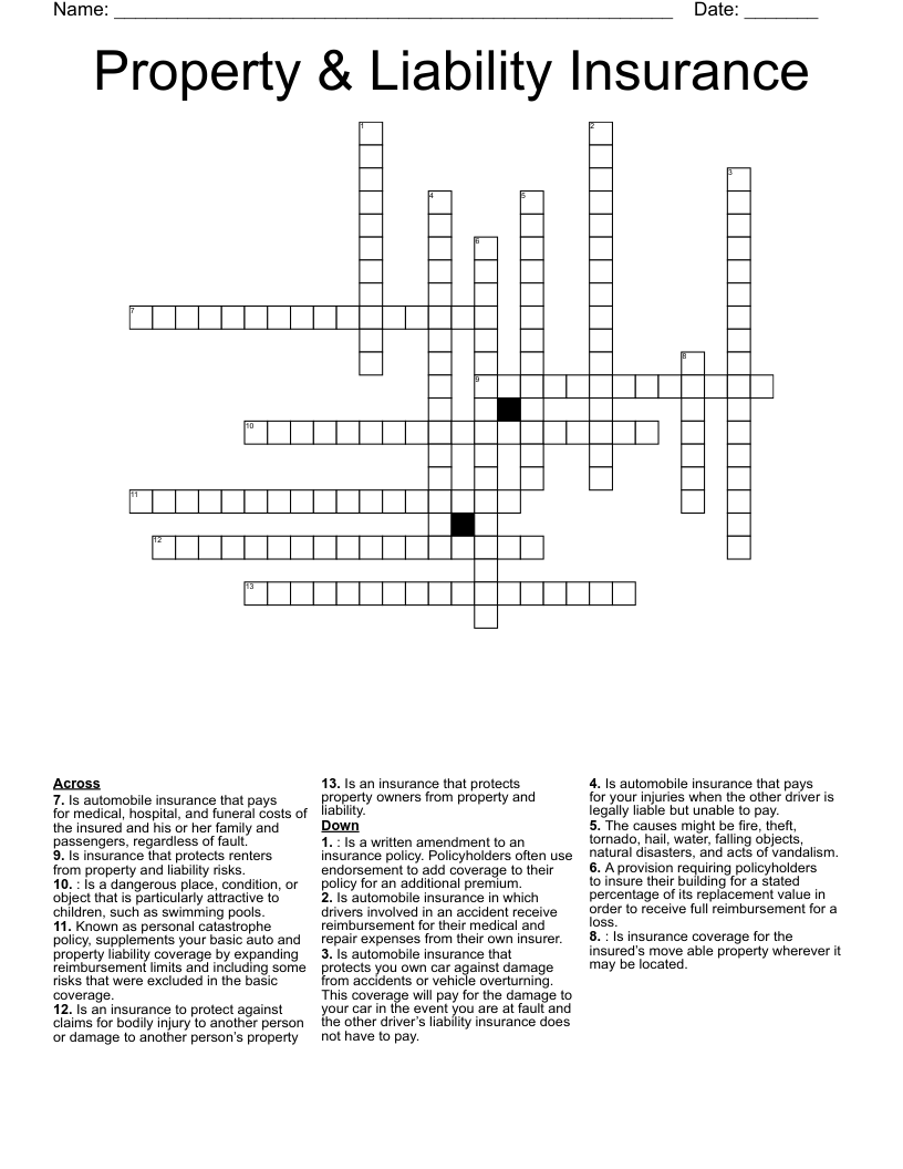 liability crossword clue 4 letters