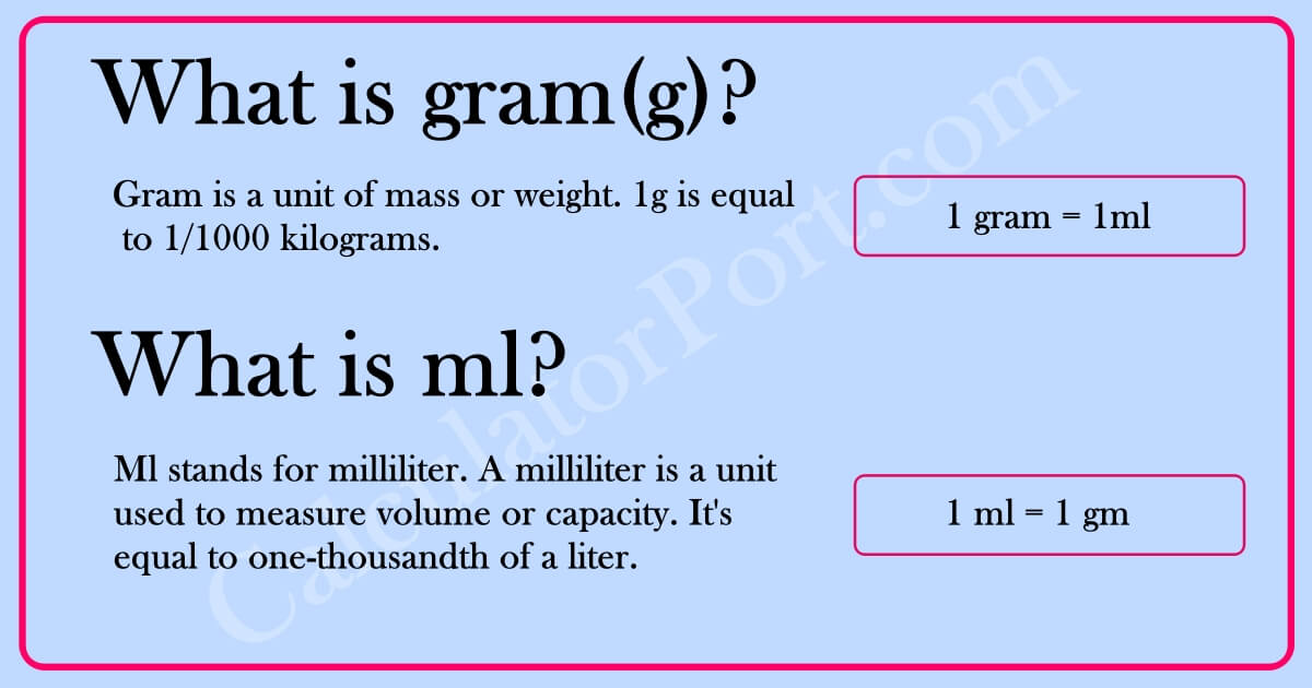 gram to ml conversion