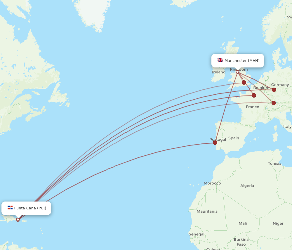 flight time from manchester to punta cana