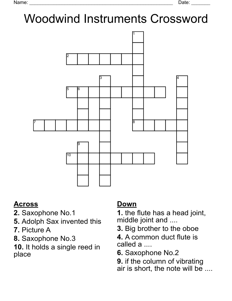 big wind instrument crossword