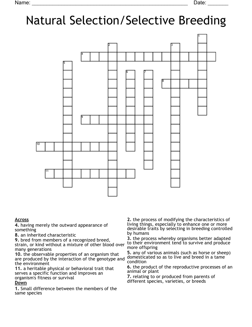 domesticated variety crossword