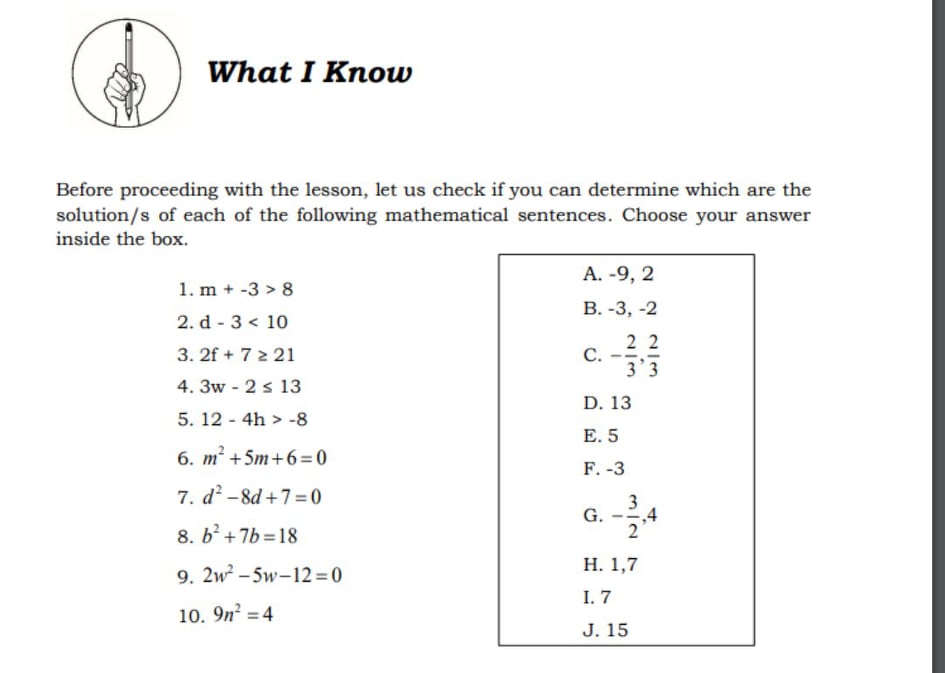 quadratic inequalities worksheet