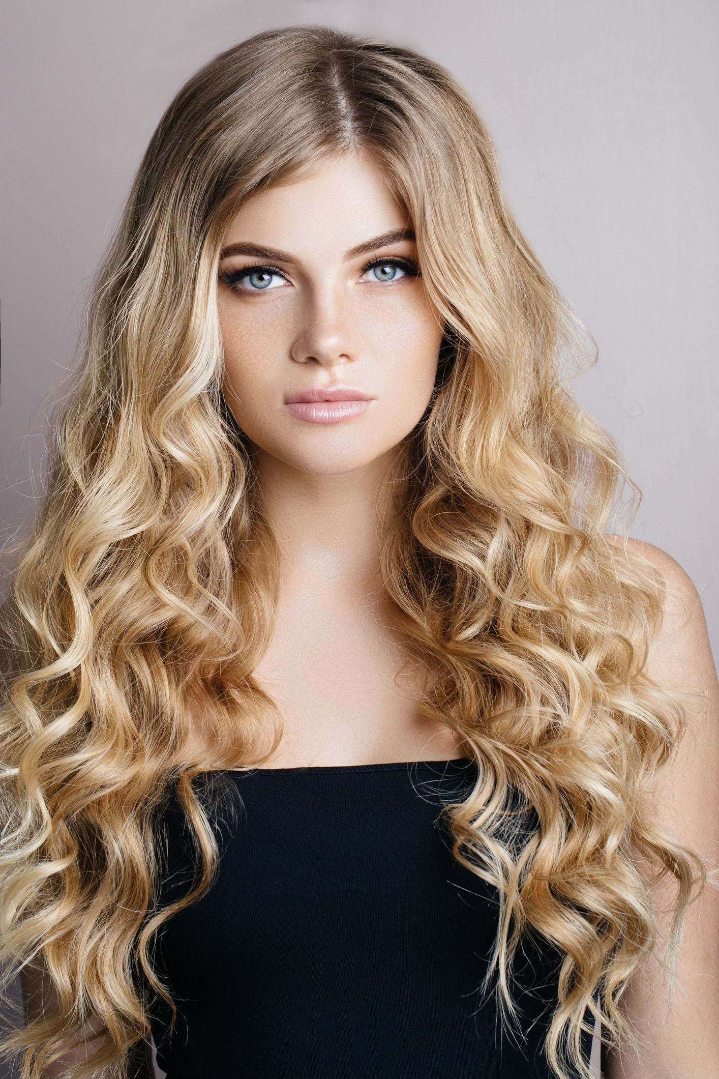 long blonde hair curly