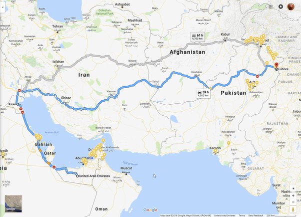 dubai to pakistan distance