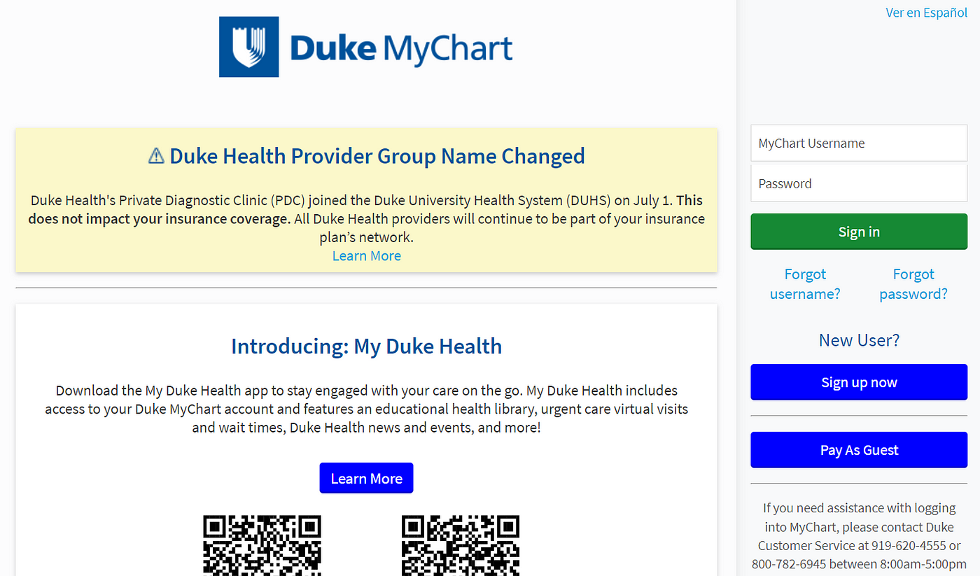 dukemychart login