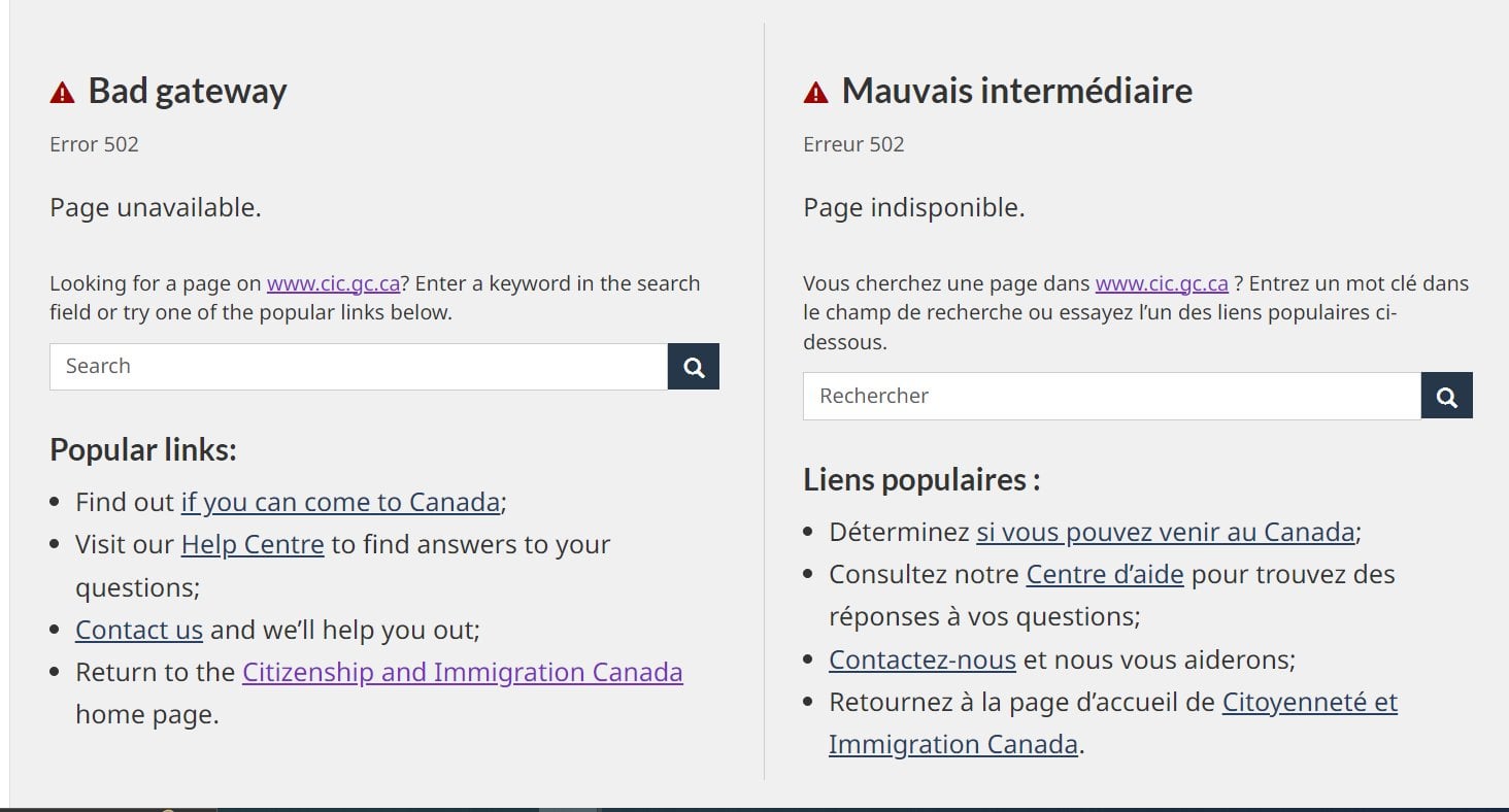 ircc website not working today