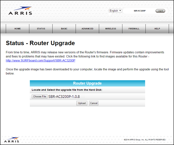 arris router update