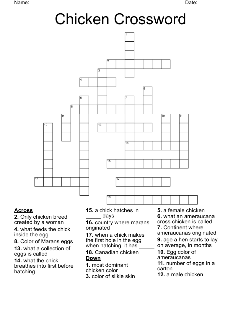 chicken homes crossword