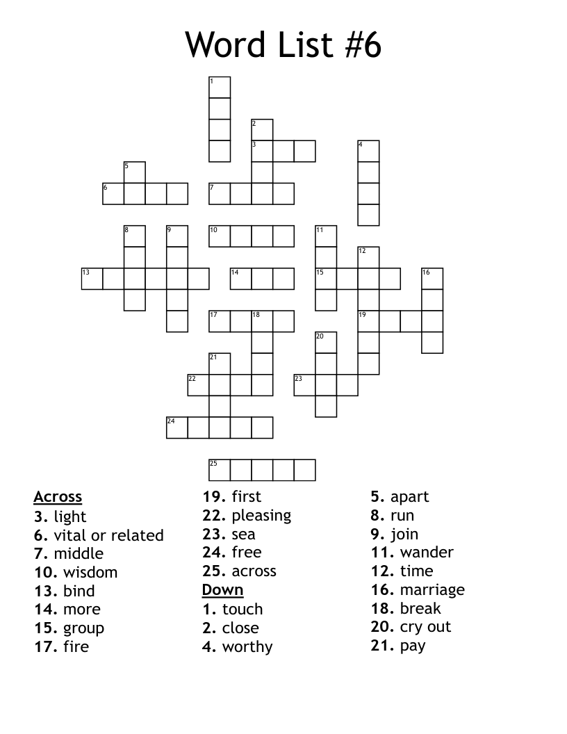 list of names crossword clue 6 letters