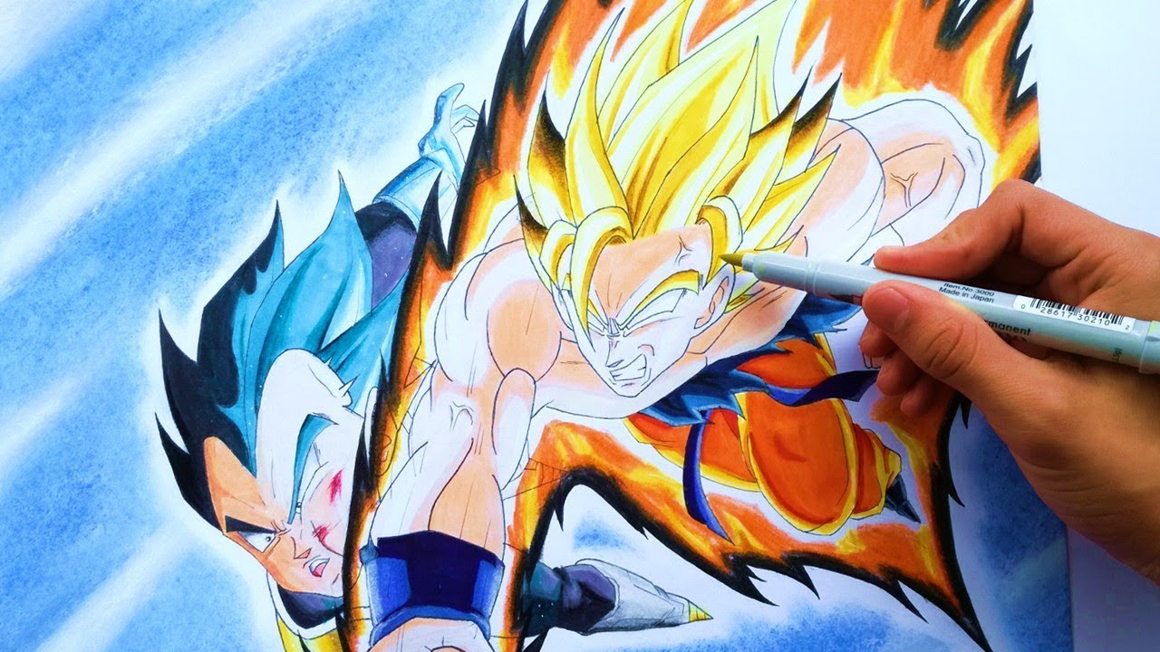 dibujos de goku vs vegeta