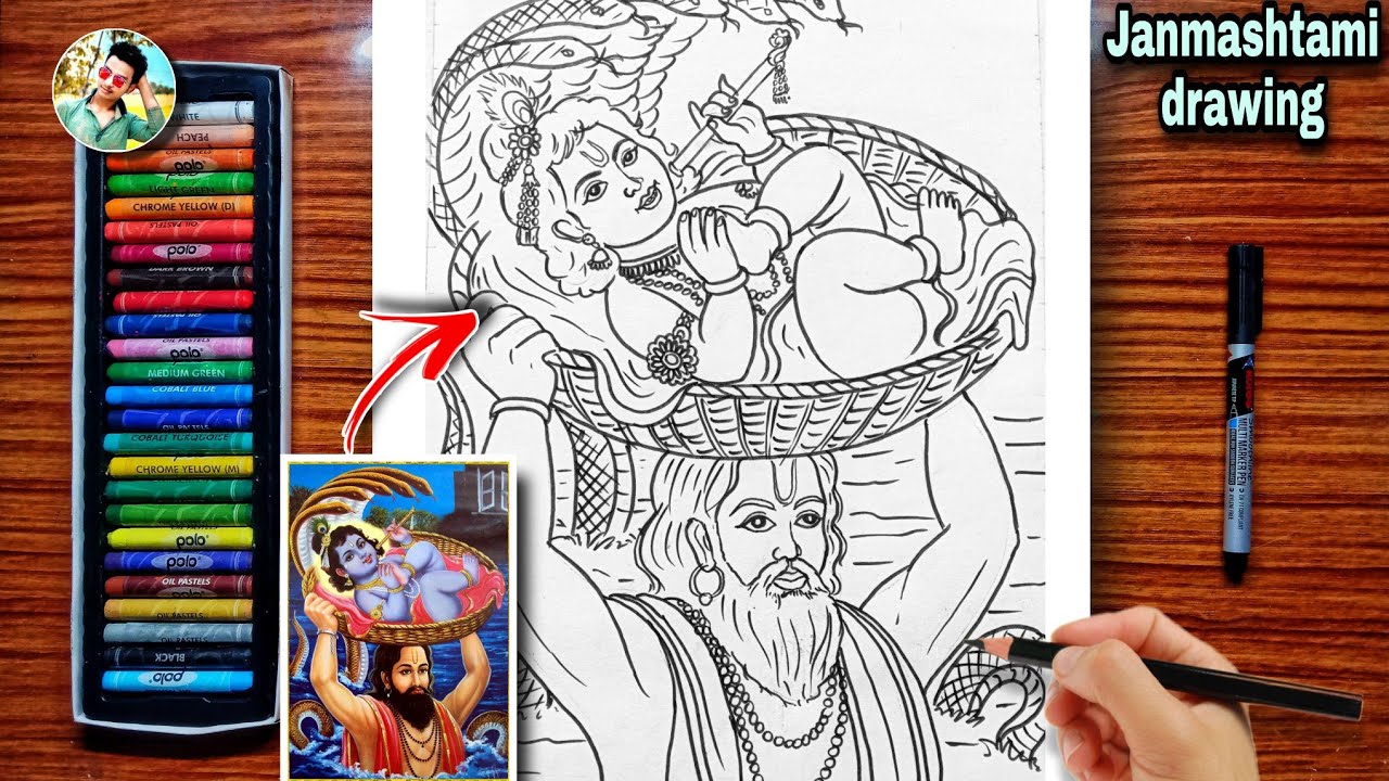 janmashtami scene drawing