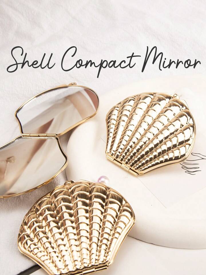 gold shell compact mirror