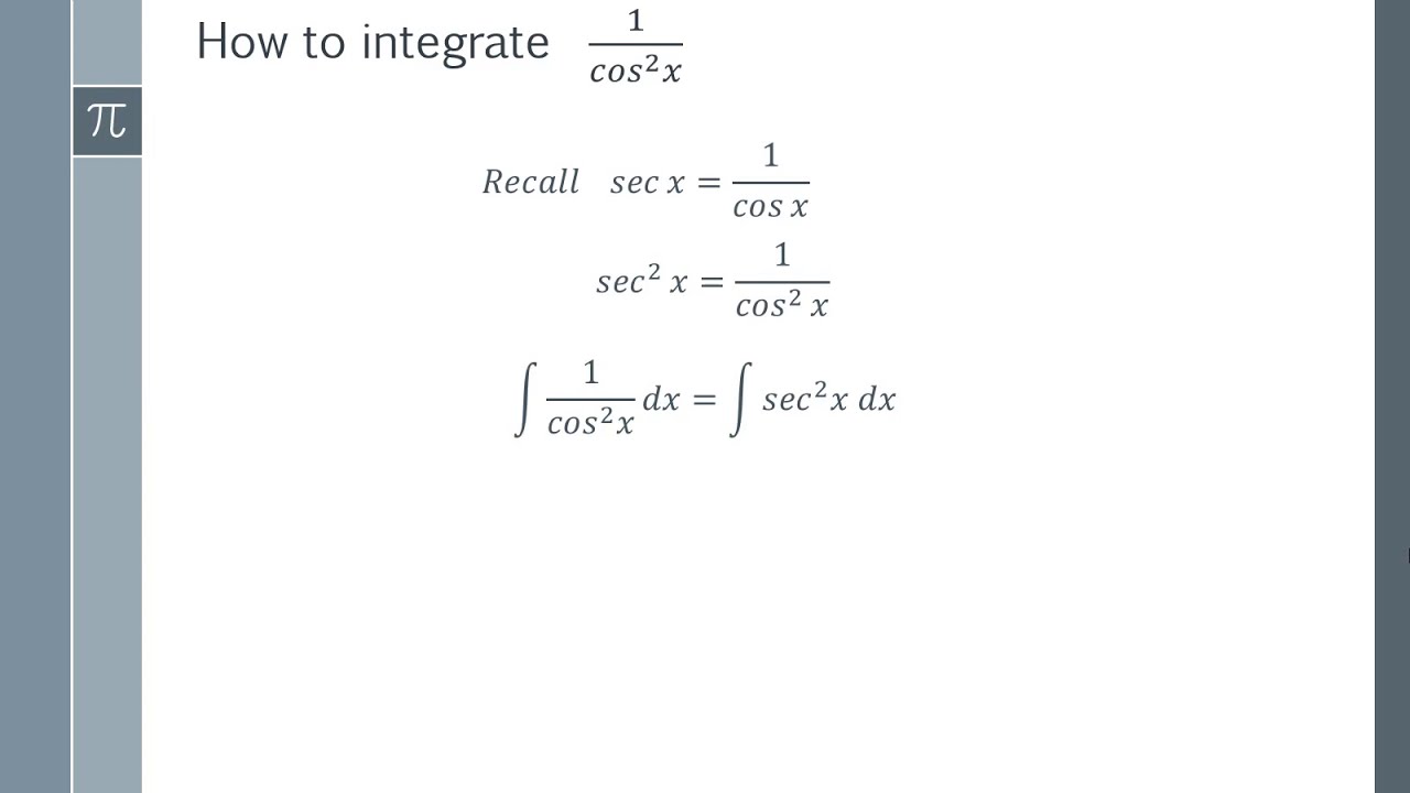 integration of 1 by cos square x