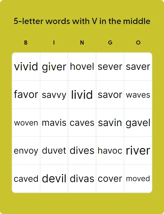 five letter word with v