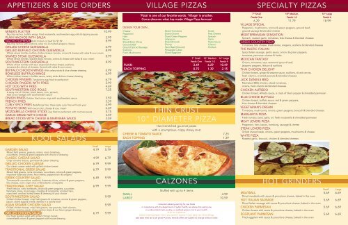 lisbon village pizza menu