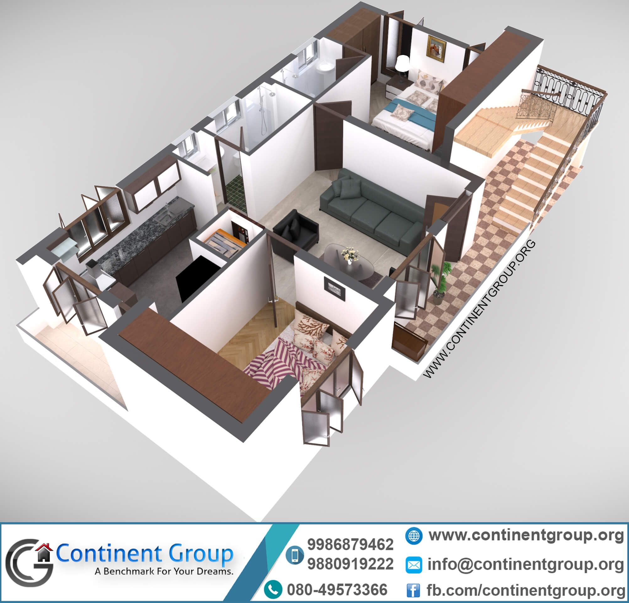 2 bhk duplex house plan 3d