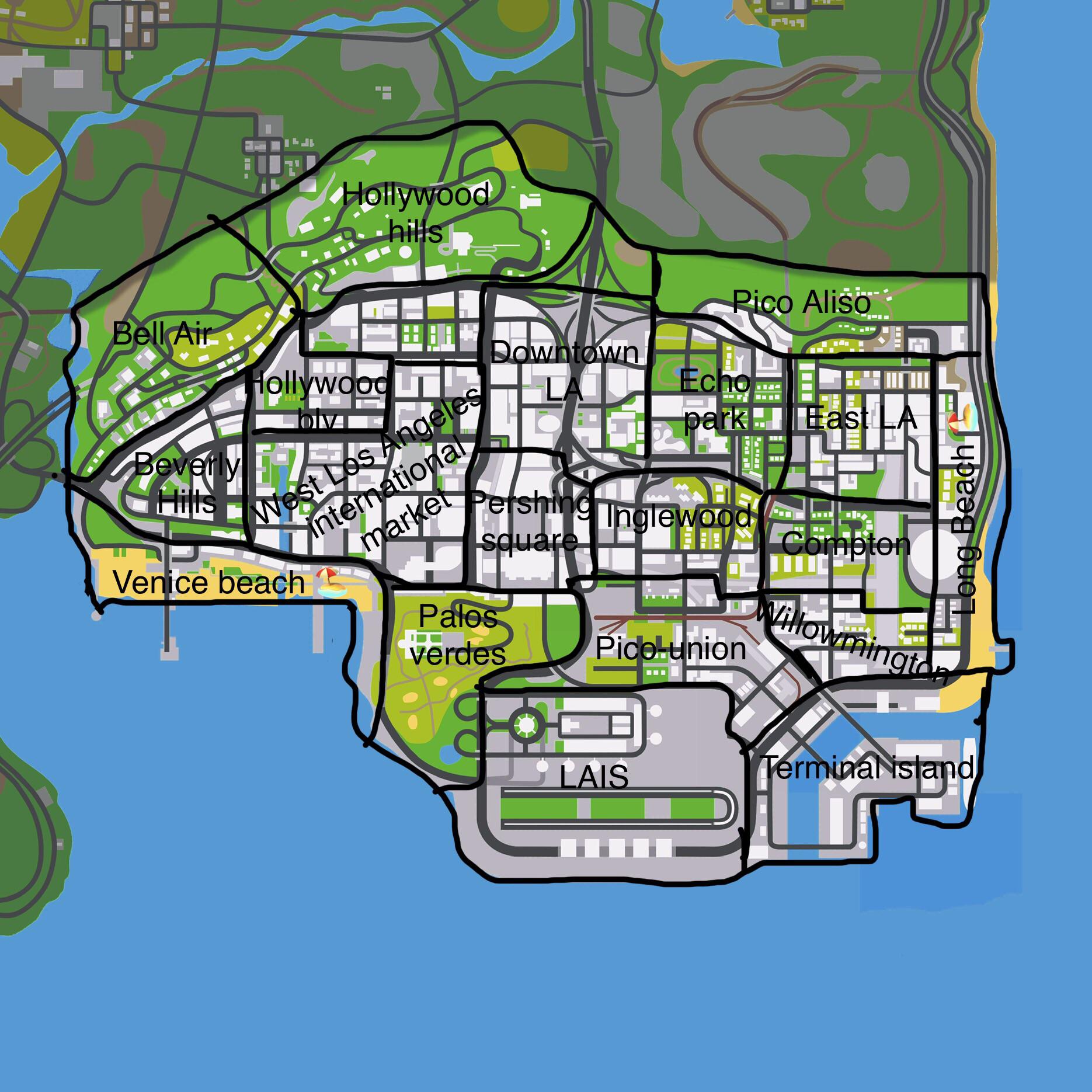 gta sa los santos map