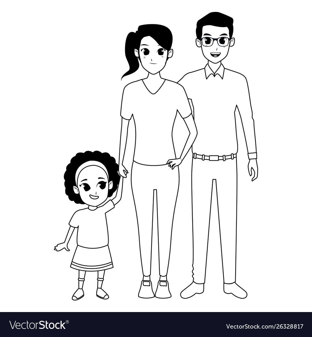 small family clipart black and white