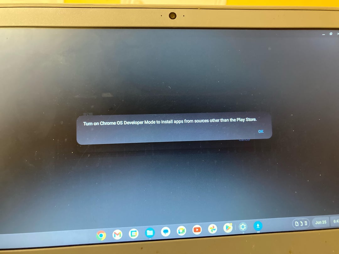 turn on chrome os developer mode to install apps
