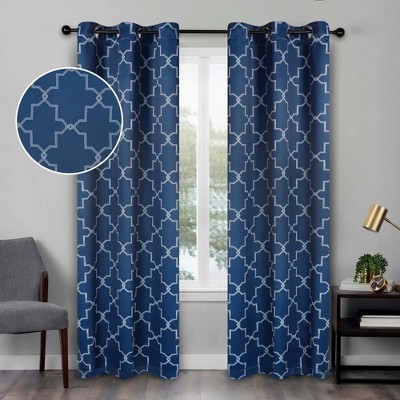 navy geometric curtains