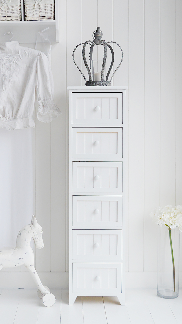 white skinny chest of drawers