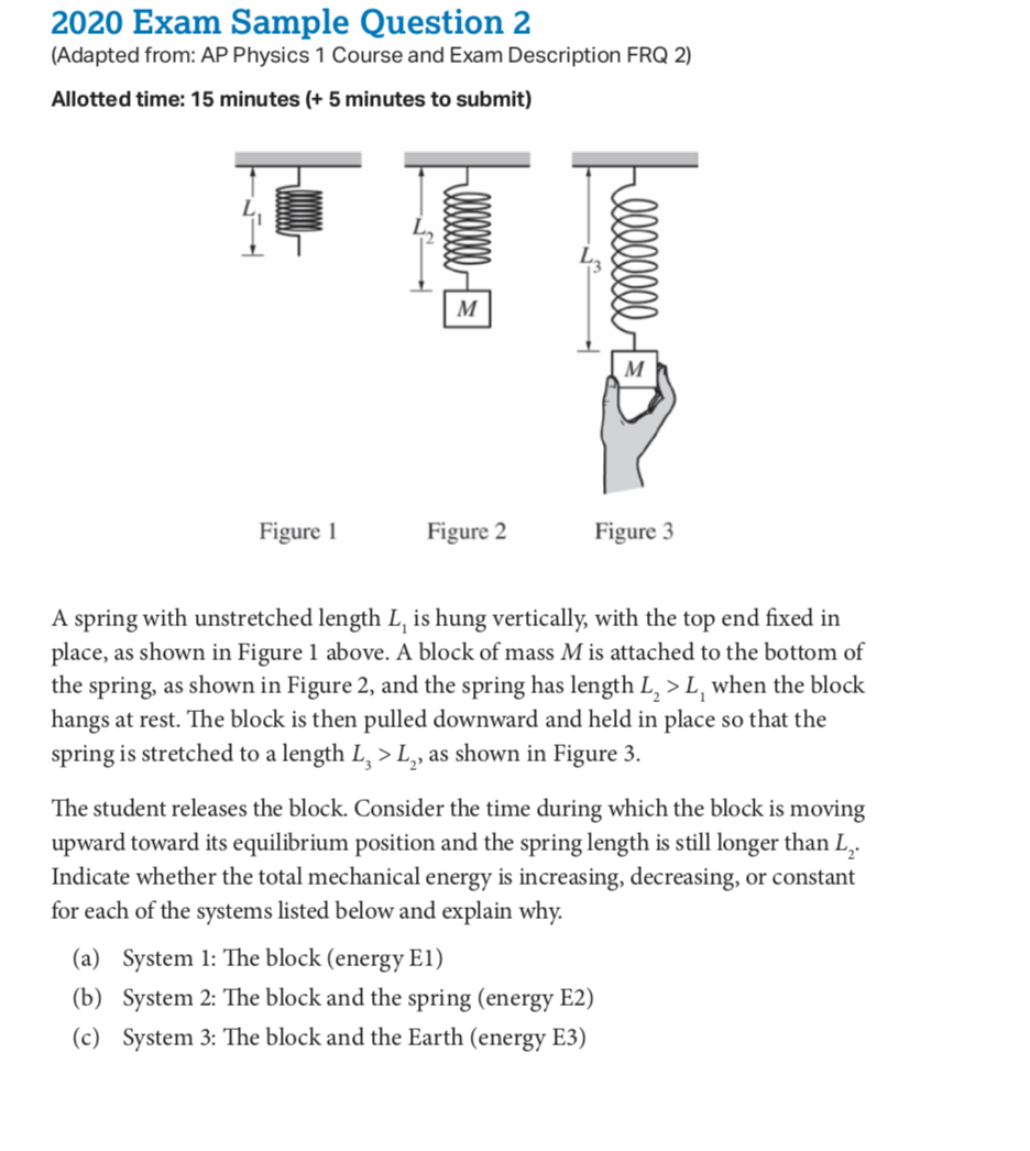 ap physics 1 2020 frq