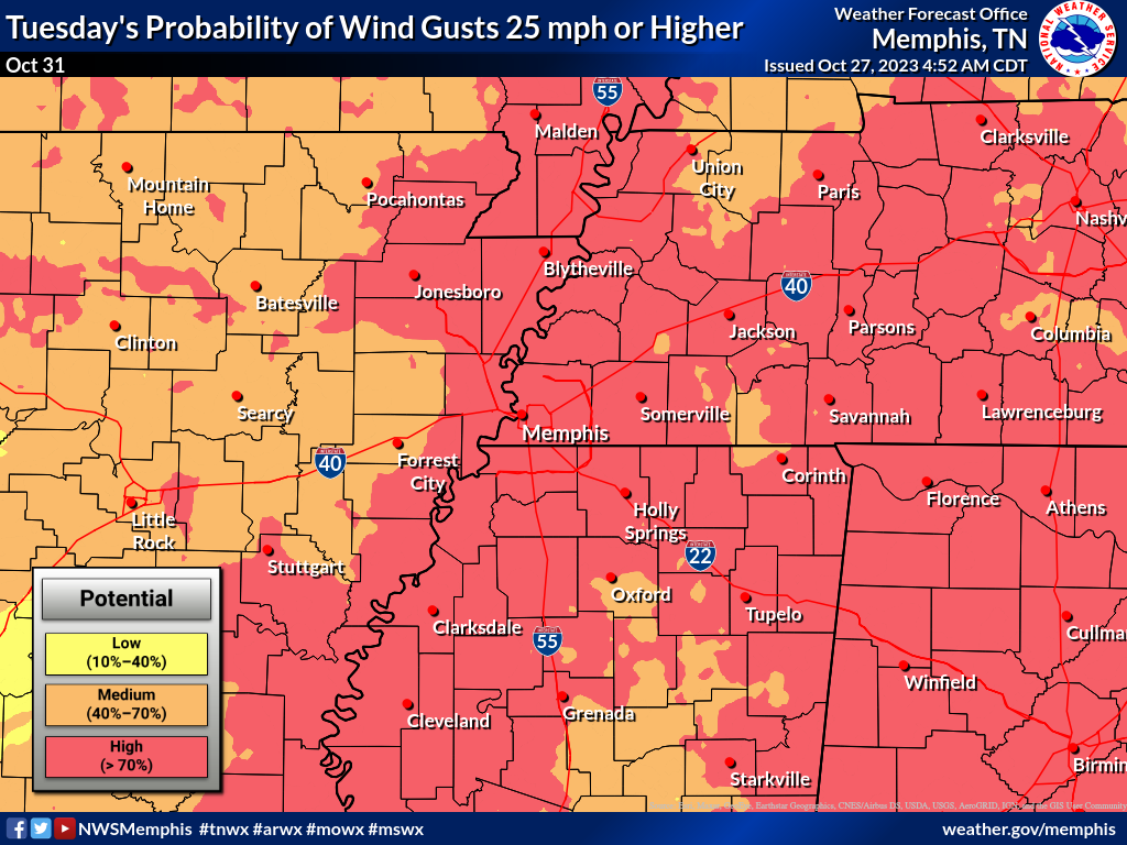 october weather memphis