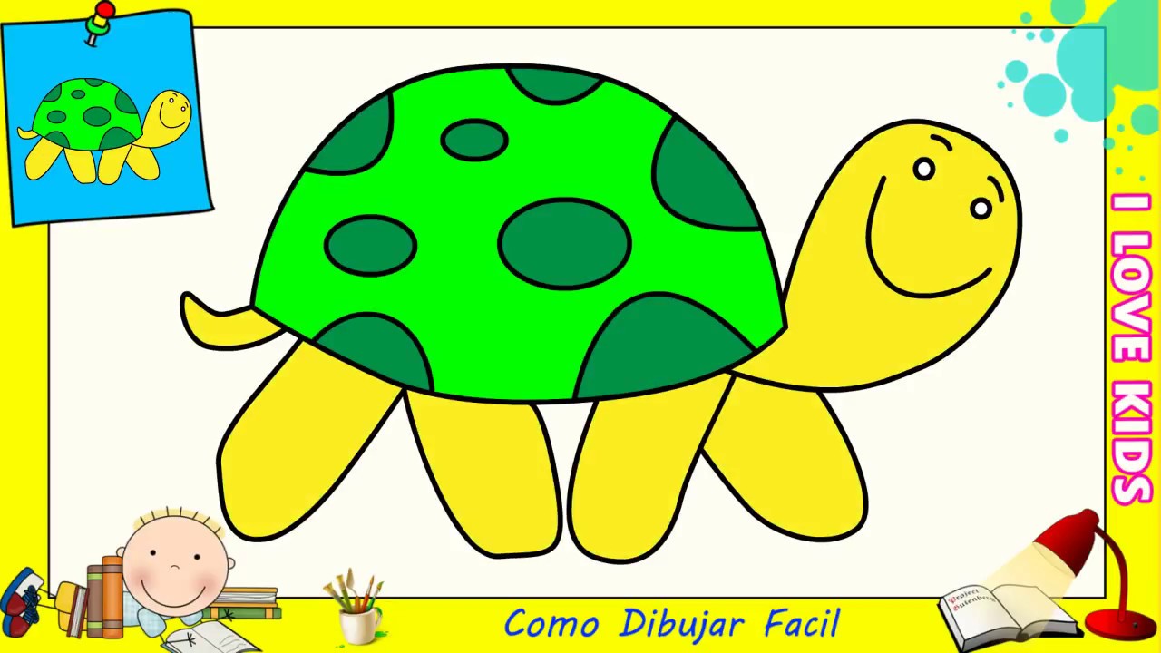 dibujo de tortuga facil para niños