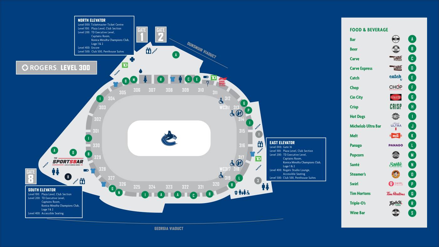 canucks arena seating map