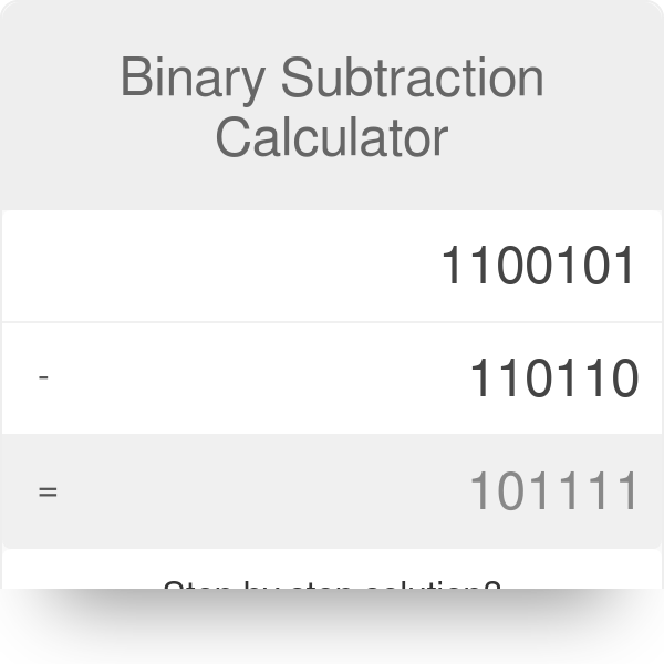 subtraction binary calculator