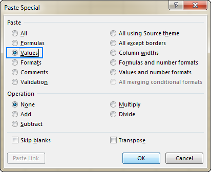 excel paste rounded values