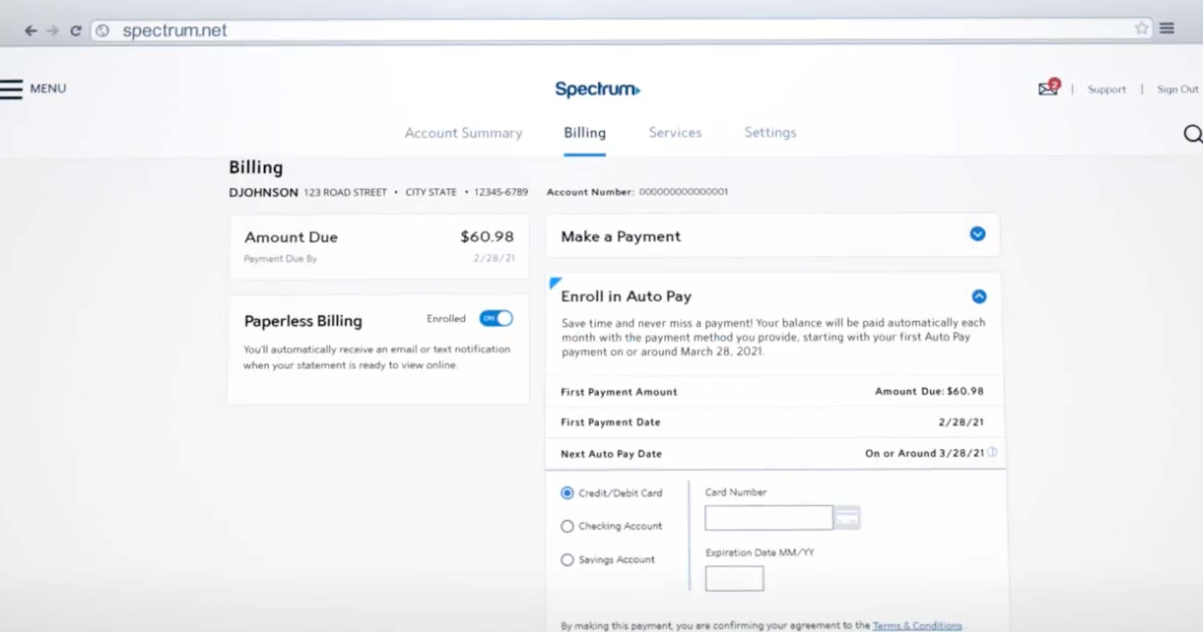 spectrum.net pay my bill