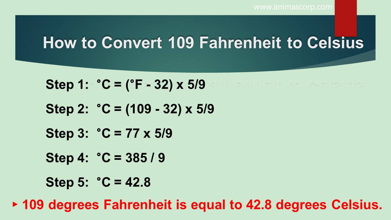 what is 109 fahrenheit in celsius