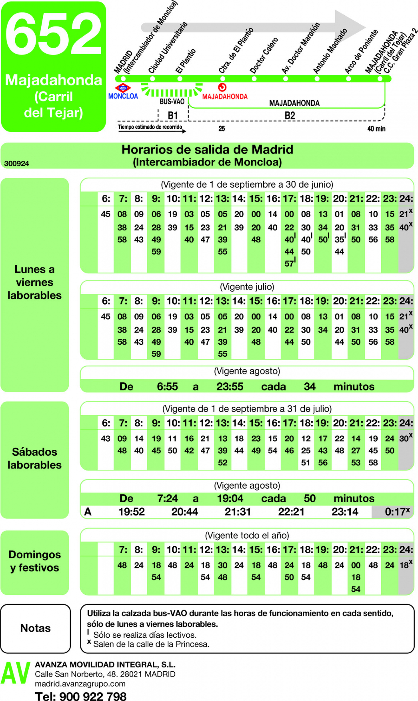 horario bus 652