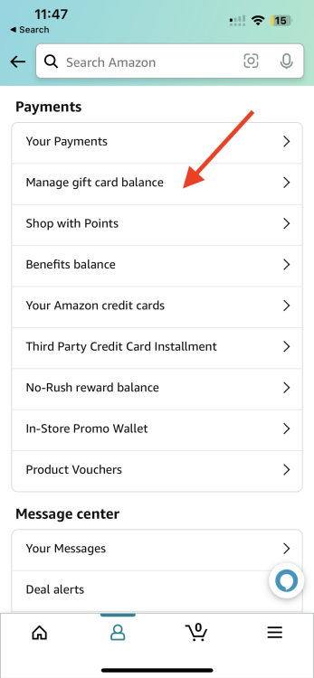 how to view amazon gift card balance