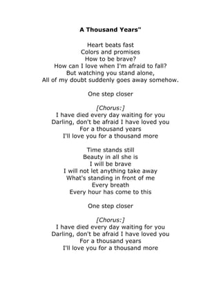 for thousand years lyrics