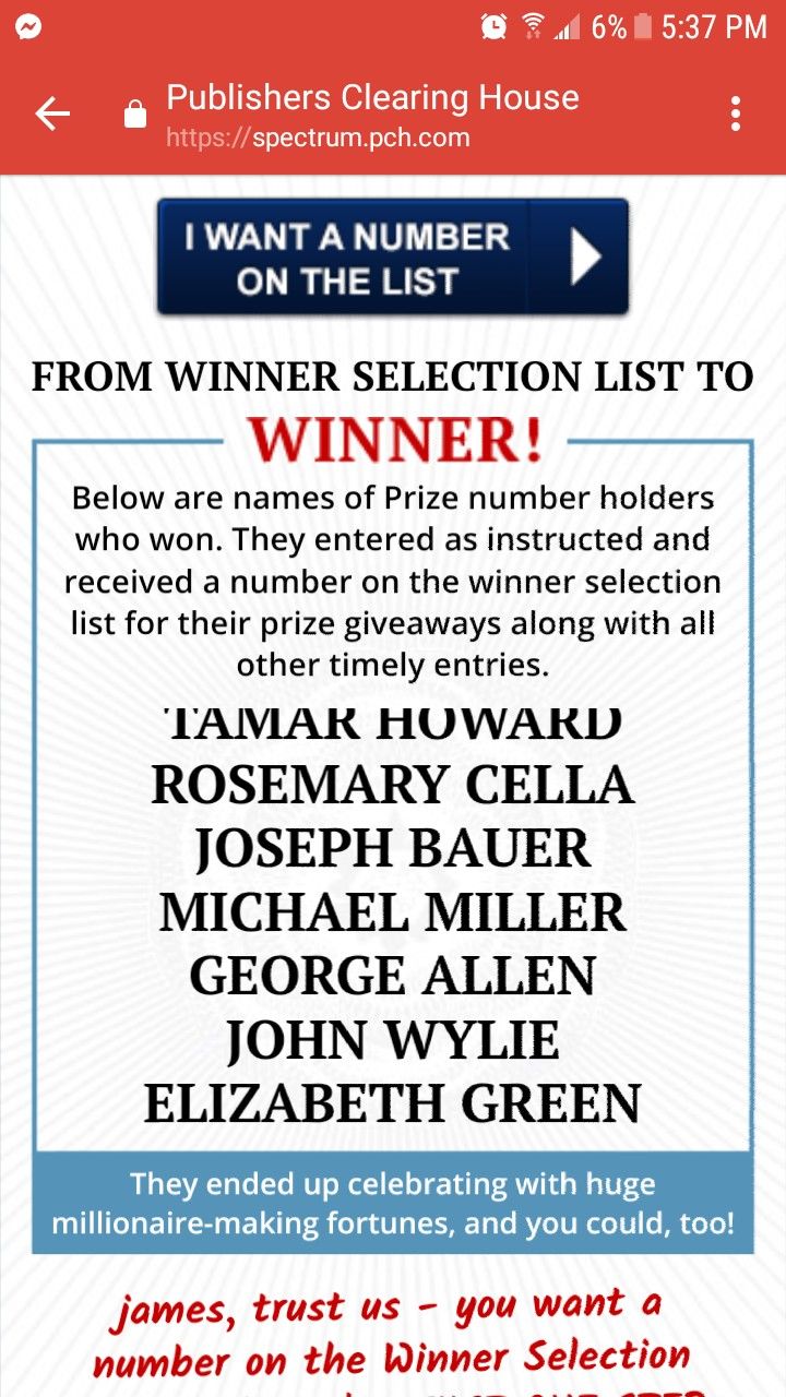 publishers clearing house list