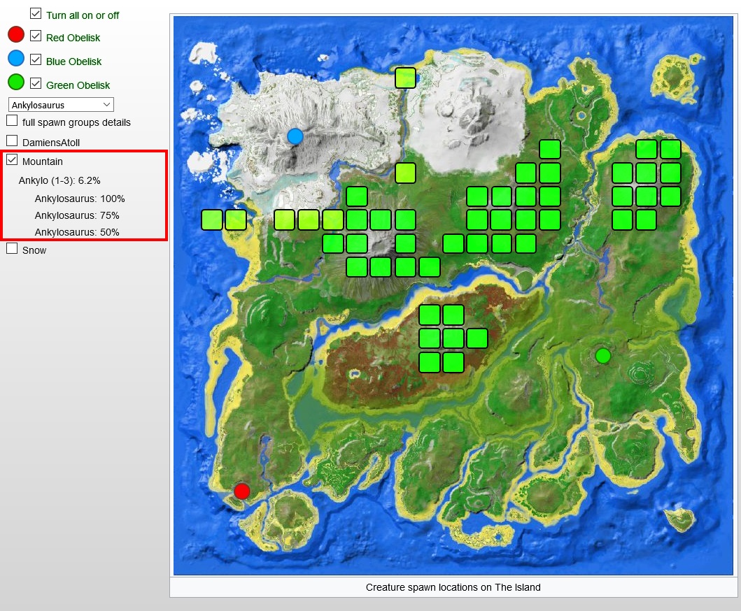 the island ark spawn map