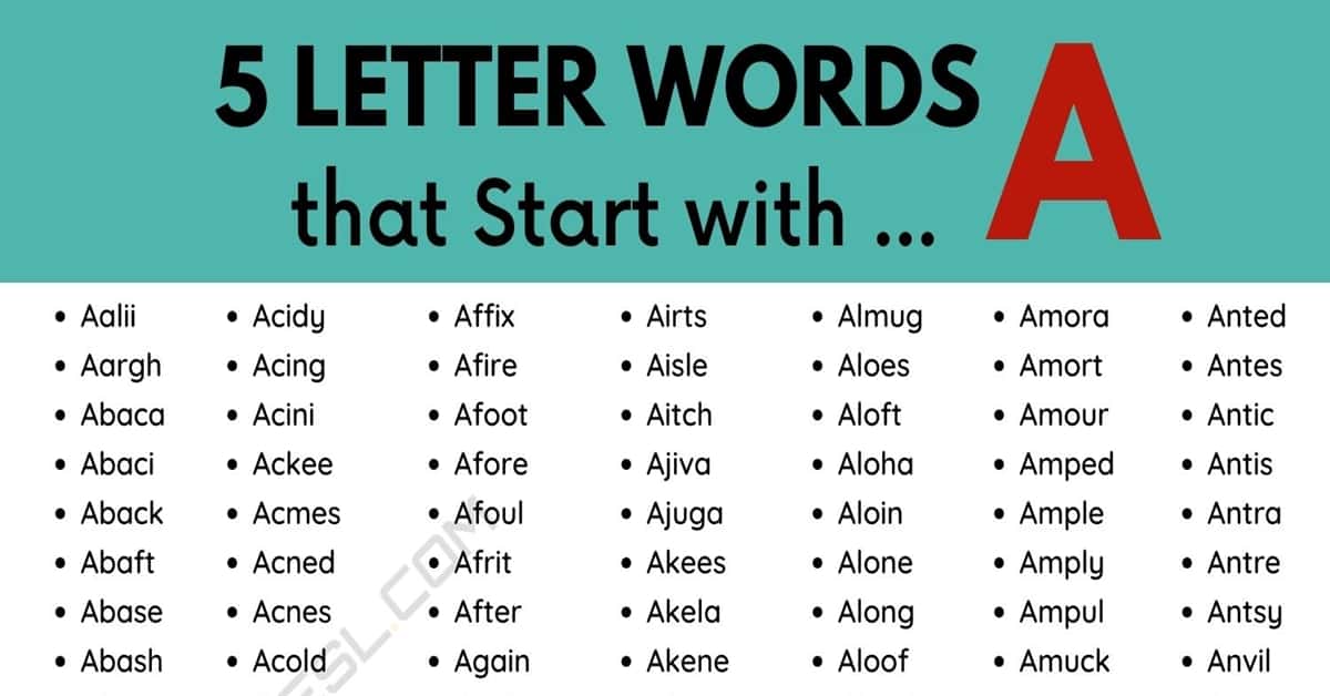 5 letter words starting al