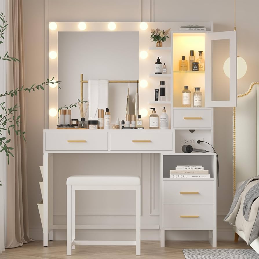 vanity desk with mirror